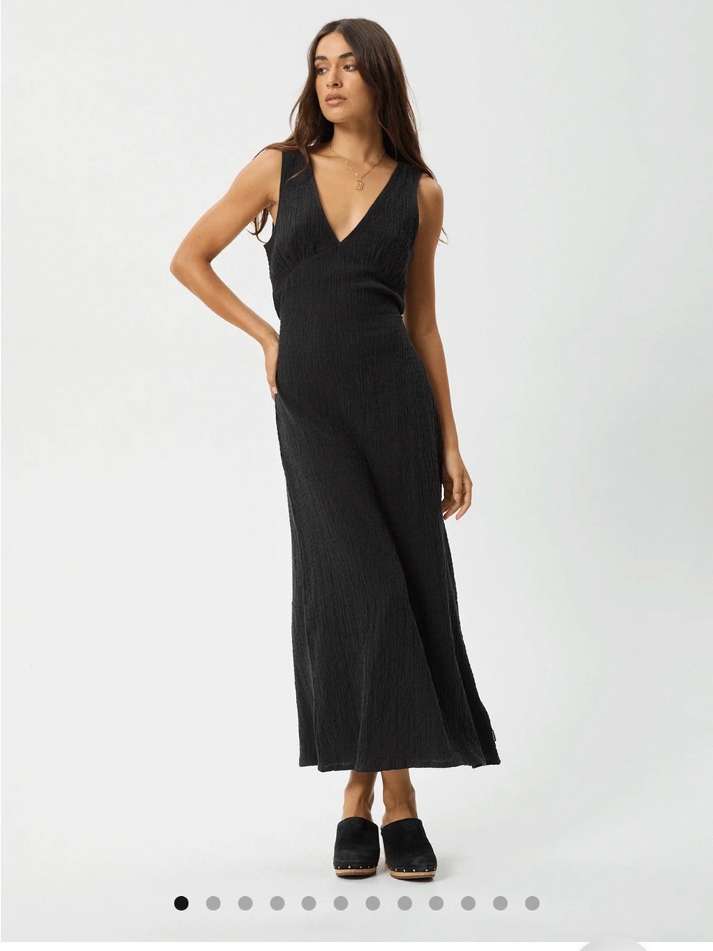 Afends TULLY - Seersucker Maxi Dress | Black | M